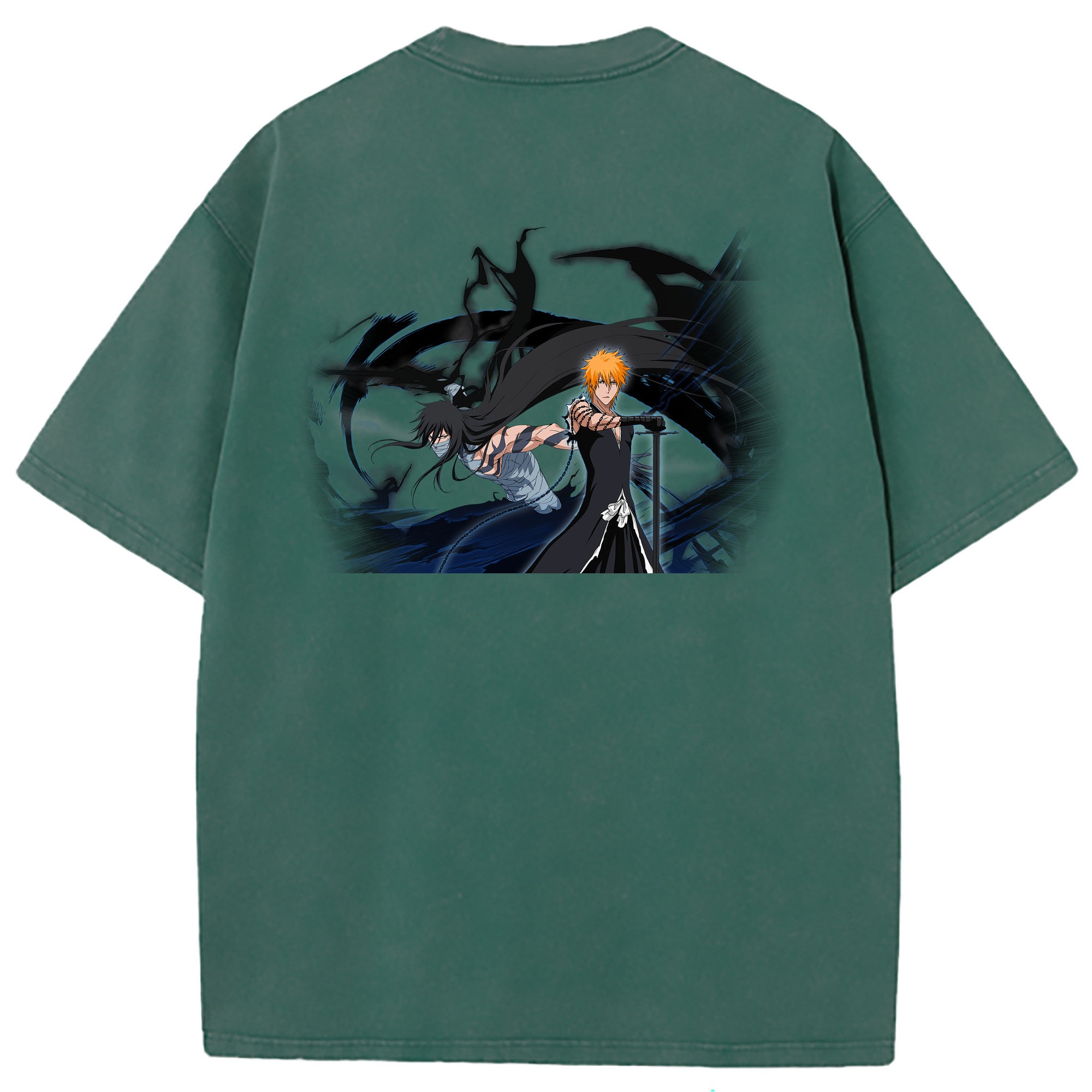 （画像用） ブリーチ 黒崎一護（くろさき いちご）BLEACH Kurosaki Ichigo 綿100% ヴィンテージ風 半袖Tシャツ（背面プリント）